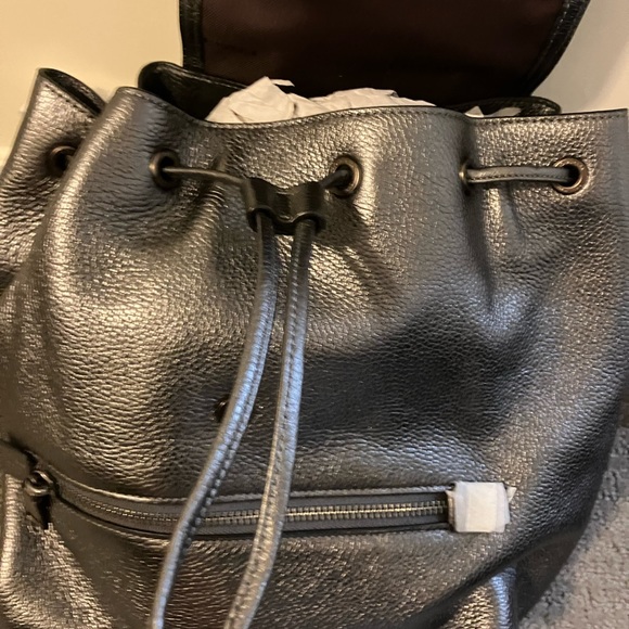 NWT! Coach Leather MetallicGraphite Evie Backpack 2 set - Picture 8 of 9